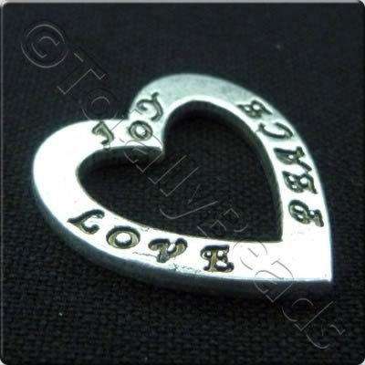 Tibetan Silver Message Heart Ring - Joy Love Peace
