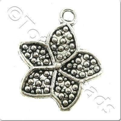 Tibetan Silver Charm - Flower 17mm 10pcs