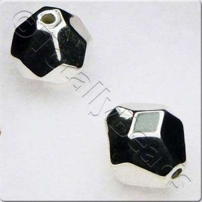 Acrylic Silver Bead - 12mm Large Facet Bicone