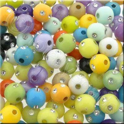 Acrylic 6mm Round Diamond Sparkle - Mixed Colours 180pcs