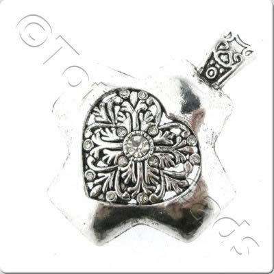Tibetan Silver Pendant - Cross 45mm