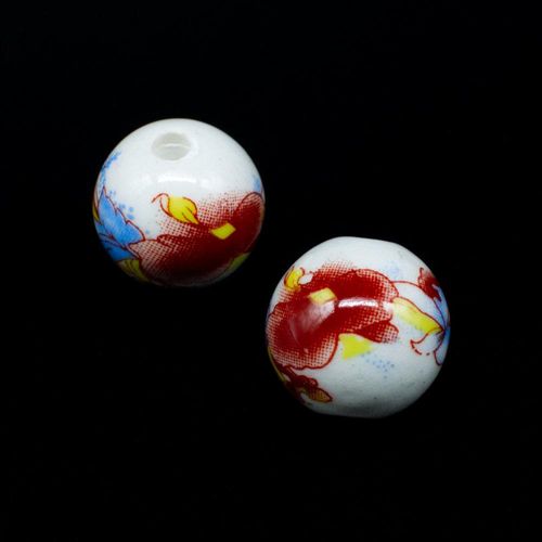 Porcelain Handmade 14mm Round Bead Hickory Flower for jewellery making