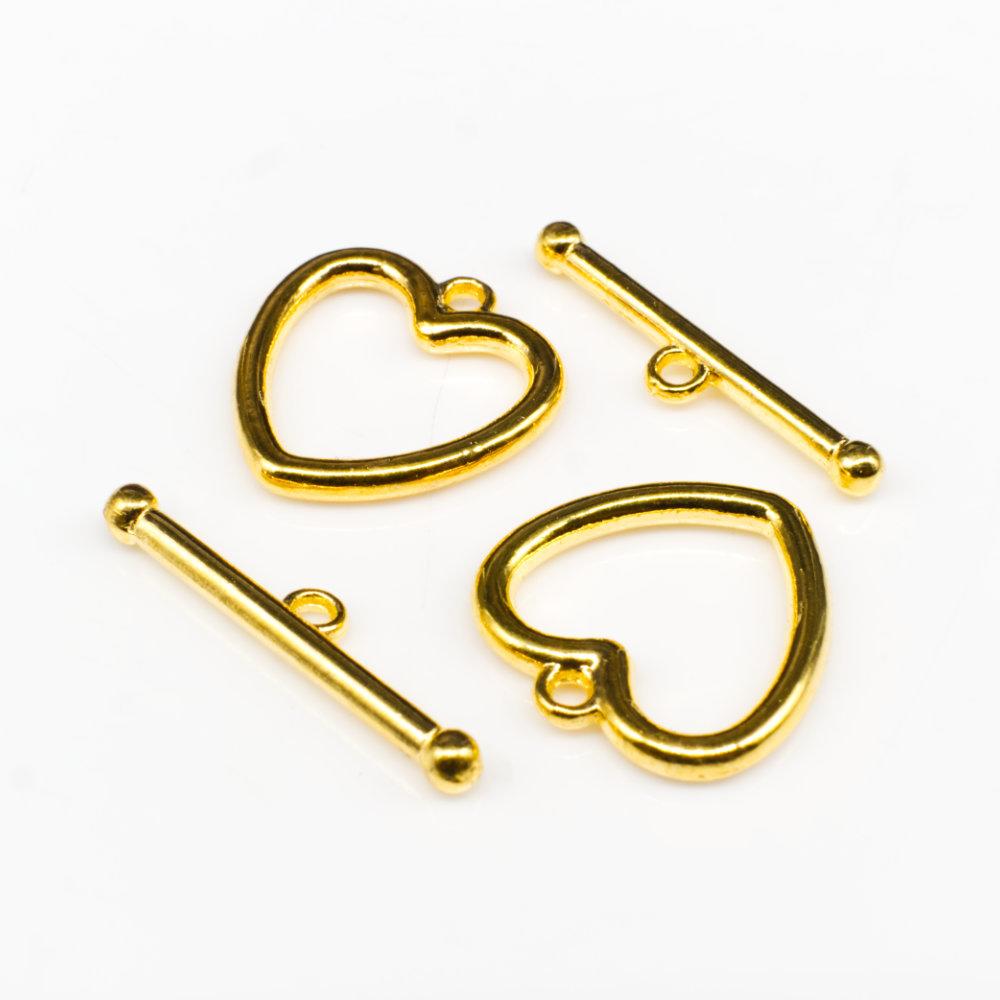 Metal Toggle Heart 20mm 4 sets Goldr Plated for jewellery making
