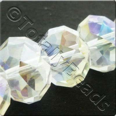14mm crystal beads clear ab, pack of 16 — AB finish, faceted for jewelry making and beadwork