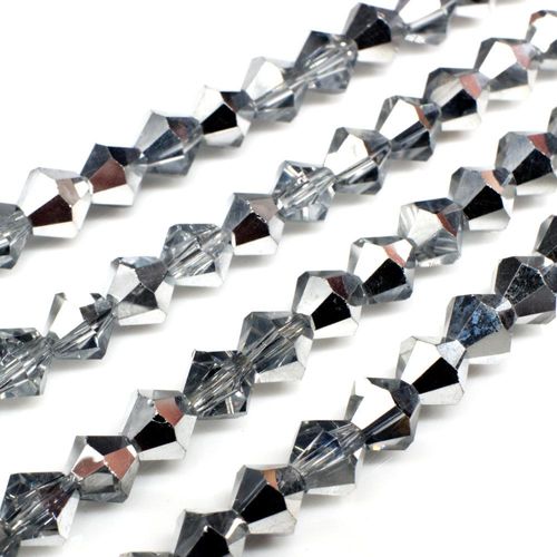 6mm crystal bicone beads half silver — plated finish, ideal for jewelry making and beadwork