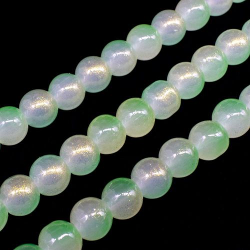 Glass Jade Glitter Beads 8mm Round Lime for jewellery making