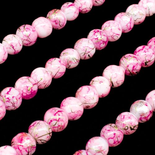 Oriental Splash Round Glass Beads 6mm Pink for jewellery making