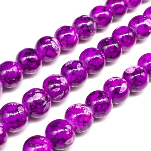 Ancient Marble Glass Beads Round 10mm Mauve for jewellery making