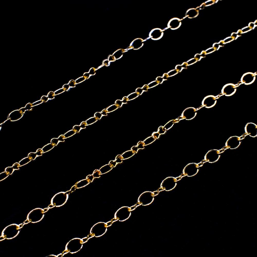 Gold Plated Chain Oval 4mm & Figure 8 3mm 1m Craft, hobby