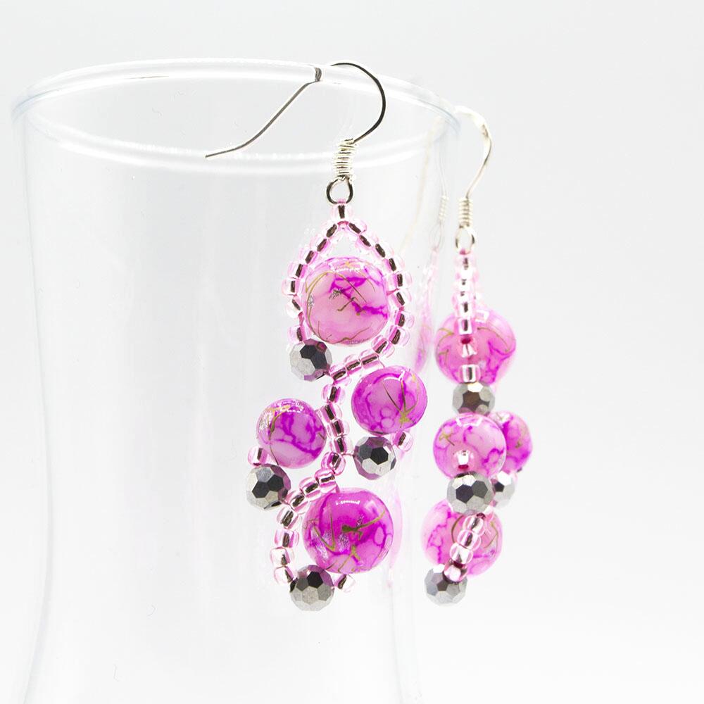 Savannah Jewellery Set silver pink jewelry making kit — DIY set with beads and instructions for creating handmade jewelry