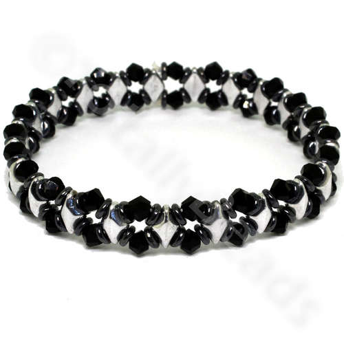GemDuo Sparkle Bracelets silver jet bracelet making kit — DIY set with beads and instructions for creating handmade jewelry