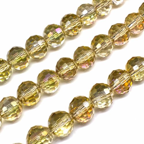 10mm crystal beads champagne rainbow, pack of 35 — faceted for jewelry making and beadwork