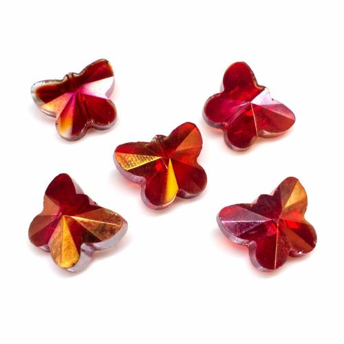 12mm crystal beads red ab 14x12mm, pack of 8 — AB finish, faceted for jewelry making and beadwork