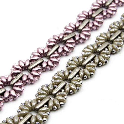 Marguerite Bracelet Makes 2 metallic pearl pink bracelet making kit — DIY set with beads and instructions for creating handmade jewelry