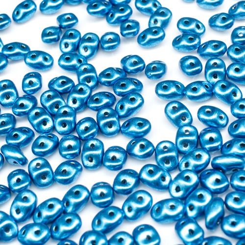 10g Czech glass Rulla beads sat. met. nebulas blue — two-hole beads for jewelry making and bead weaving