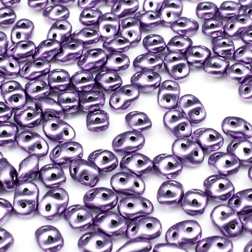 10g Czech glass Rulla beads sat. met. crocus petal — two-hole beads for jewelry making and bead weaving