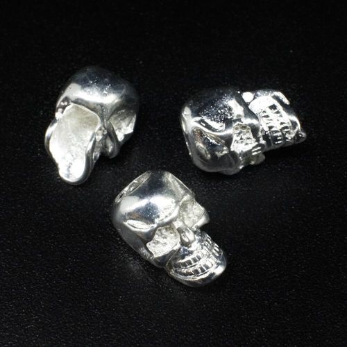Silver Metal Bead Skull 11mm Big Hole 10pcs for jewellery making