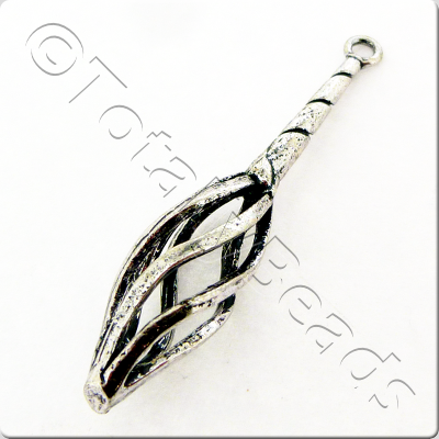 Antique Silver Hollow Spiral Drop Pendant 42mm for jewellery making