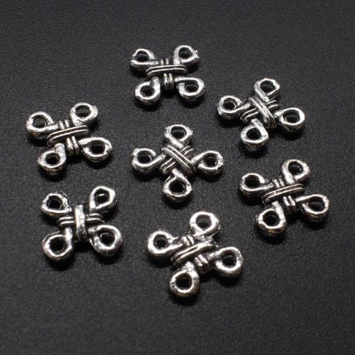 Antique Silver Metal Connector Diamond 12mm 4 loop 12pcs for jewellery making