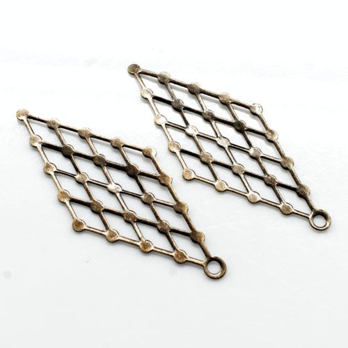 Iron Bronze Charm Rhombus 32mm 50pcs for jewellery making