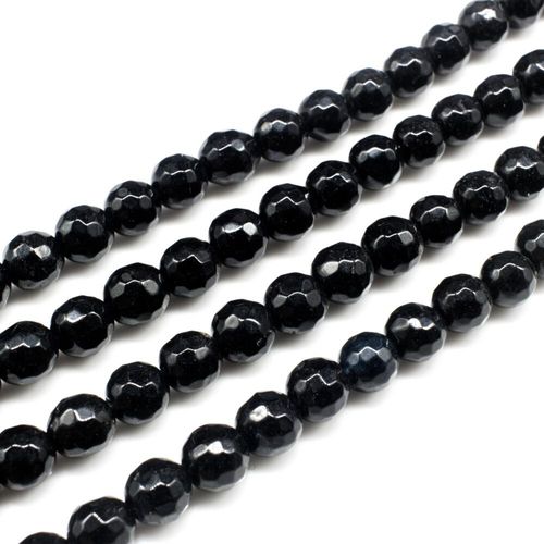Dyed Jade 7mm Faceted Round Beads 15" string Obsidian Colour for jewellery making