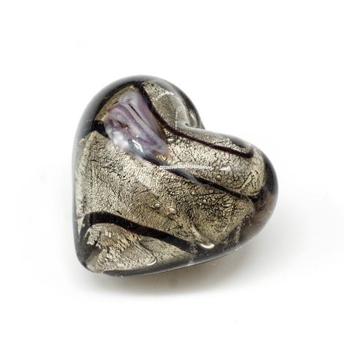 Silver Foil Heart Beads 27mm Light Grey Rose Flower 1pc for jewellery making