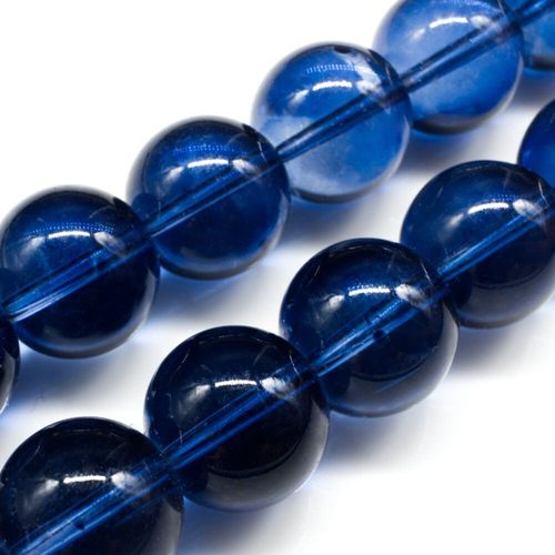Glass Beads 16mm Round Navy 14" String for jewellery making