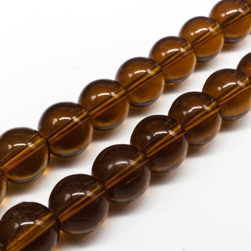 Glass Beads 14mm Round Brown 14" String for jewellery making