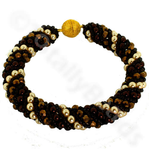Russian Spiral 2 Necklace Bracelet golden bronze bracelet making kit — DIY set with beads and instructions for creating handmade jewelry