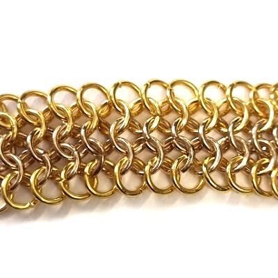 Euro Double Chainmaille Bracelets champagne & gold bracelet making kit — DIY set with beads and instructions for creating handmade jewelry