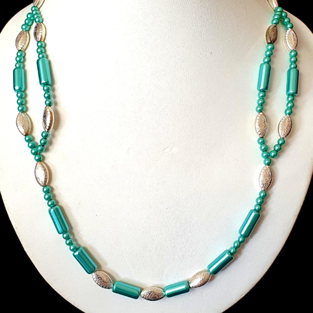 Maybel Tubular Necklace Makes 2 turquoise necklace making kit — DIY set with beads and instructions for creating handmade jewelry