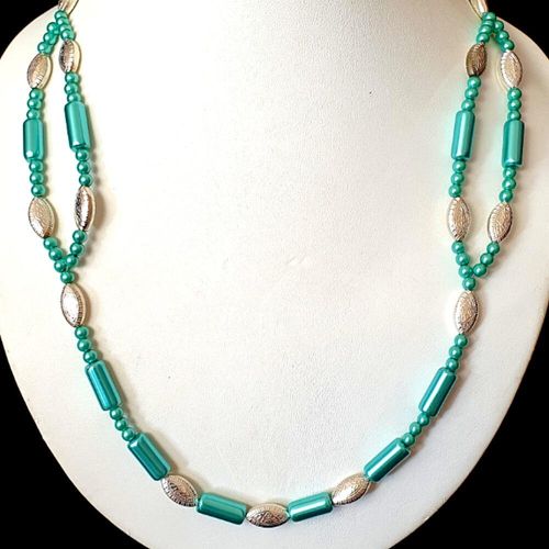 Maybel Tubular Necklace Makes 2 turquoise necklace making kit — DIY set with beads and instructions for creating handmade jewelry