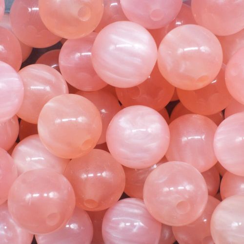 Acrylic Illusion Beads Round 14mm 15pcs Pink for jewellery making