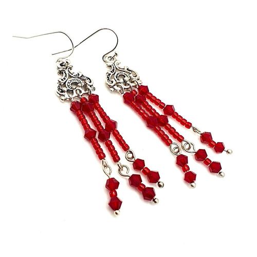 Amanda Crystal Earrings 4 Pairs ruby earring making kit — DIY set with beads and instructions for creating handmade jewelry