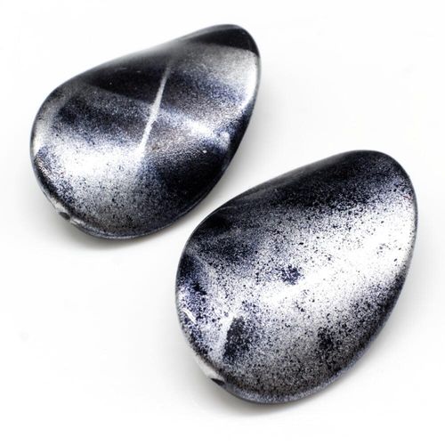Acrylic Twisted Oval Beads 35mm 8pcs Black Spray for jewellery making