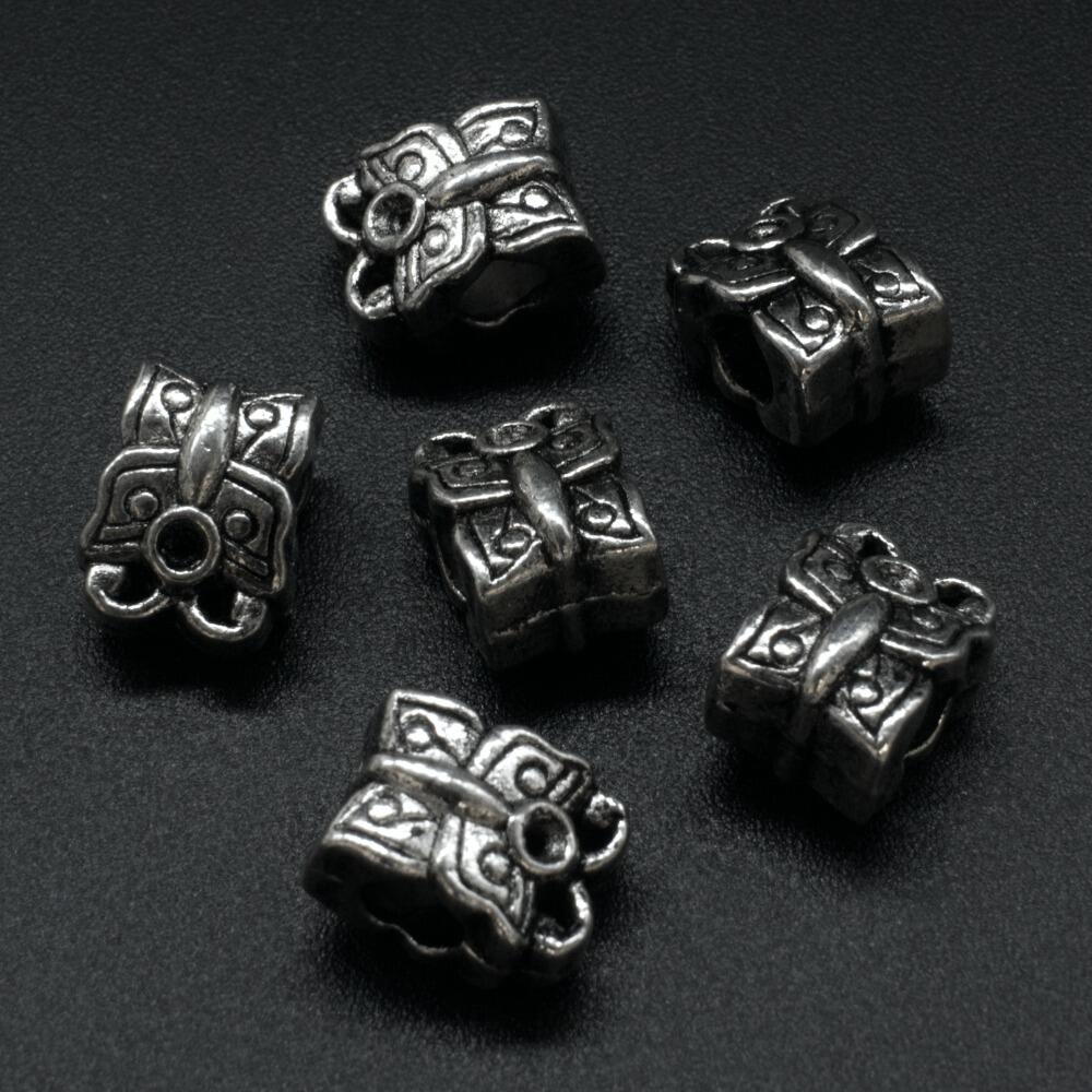 Ant. Silver Charm Bead Butterfly 12mm Large Hole 1pc for jewellery making