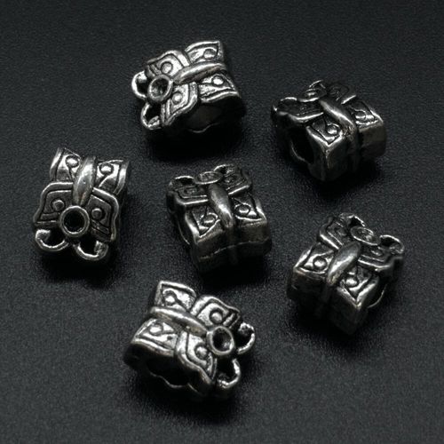 Ant. Silver Charm Bead Butterfly 12mm Large Hole 1pc for jewellery making