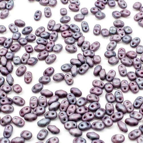 2x4mm 5g Czech glass Rulla beads matt opaque nebula — two-hole beads for jewelry making and bead weaving