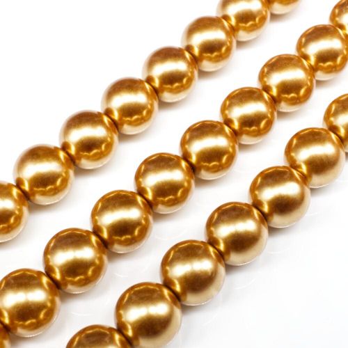 Glass Pearl Round Beads 10mm Dark Gold for jewellery making