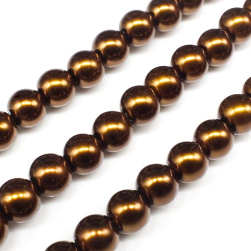 Glass Pearl Round Beads 8mm Bronze for jewellery making