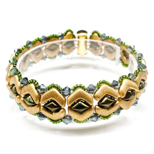 Vee Bead Bracelet olive flax bracelet making kit — DIY set with beads and instructions for creating handmade jewelry