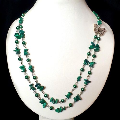 Belaine Butterfly Necklaces malachite necklace making kit — DIY set with beads and instructions for creating handmade jewelry