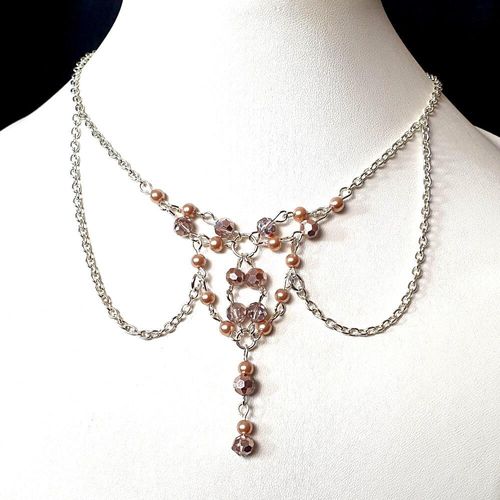 Ophelia Necklace Bundle silver pink necklace making kit — DIY set with beads and instructions for creating handmade jewelry