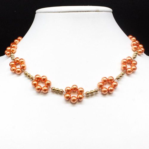 Daisy Chain Necklace tangerine necklace making kit — DIY set with beads and instructions for creating handmade jewelry
