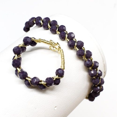 Delia Bangle & Ring lavender jewelry making kit — DIY set with beads and instructions for creating handmade jewelry