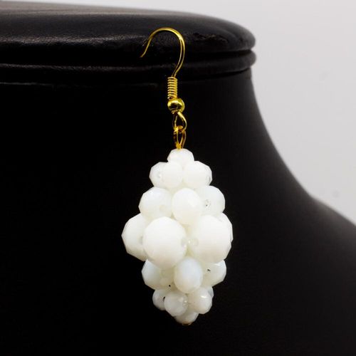 Dew Drop Earrings opaque white earring making kit — DIY set with beads and instructions for creating handmade jewelry