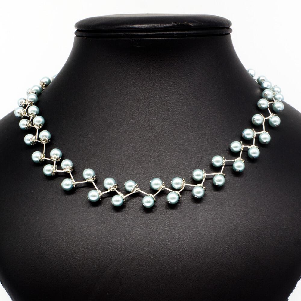 Glass Pearl Vine Necklace powder blue necklace making kit — DIY set with beads and instructions for creating handmade jewelry
