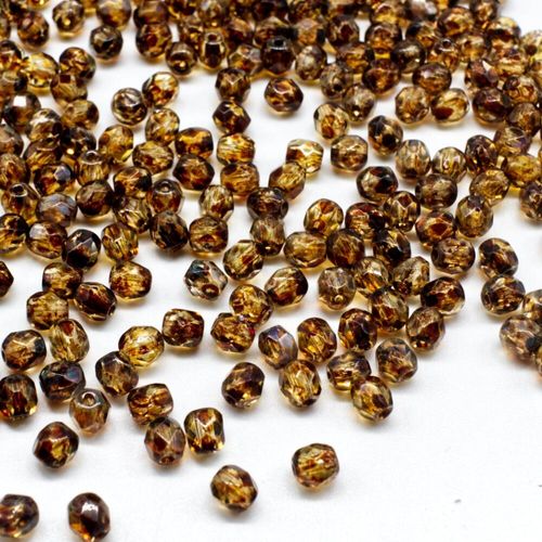4mm Czech glass fire polished faceted beads crystal picasso — pack of 100, high-quality faceted beads perfect for jewelry making and bead…