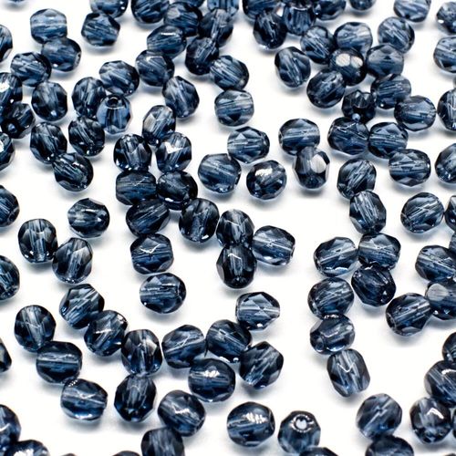 4mm Czech glass fire polished faceted beads med montana blue — pack of 100, high-quality faceted beads perfect for jewelry making and bea…