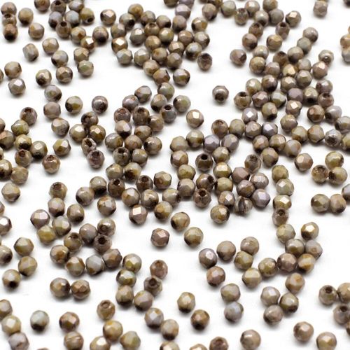 2mm Czech glass fire polished faceted beads luster marble green — pack of 100, high-quality faceted beads perfect for jewelry making and…